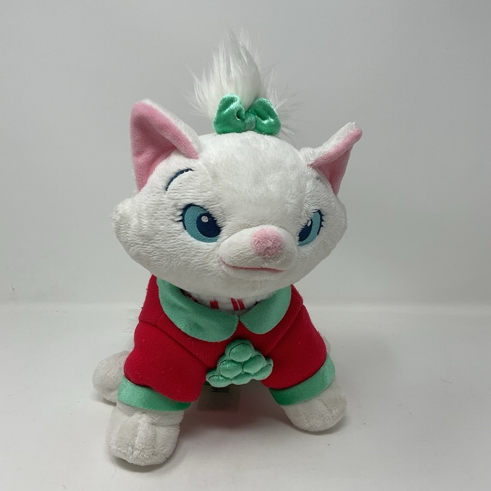 Disney Aristocats Marie Stuffed Plush Animal Toy Holiday Christmas Sweater Bow